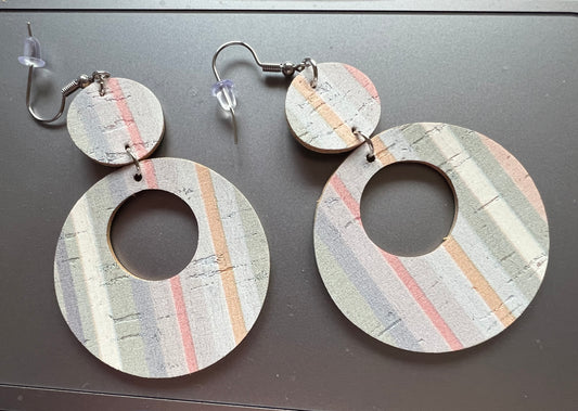 Pastel Stripe Earrings in Cork