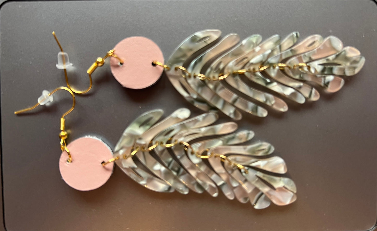 Blush Palm Leaf Acrylic Earrings