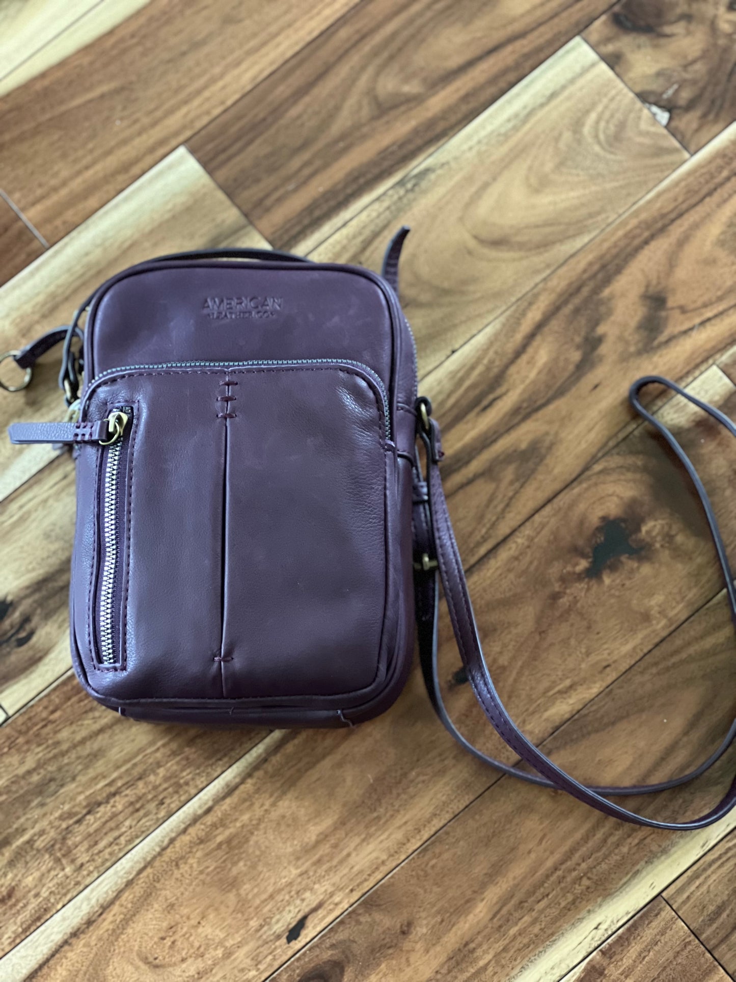 Eggplant Purple Leather Crossbody