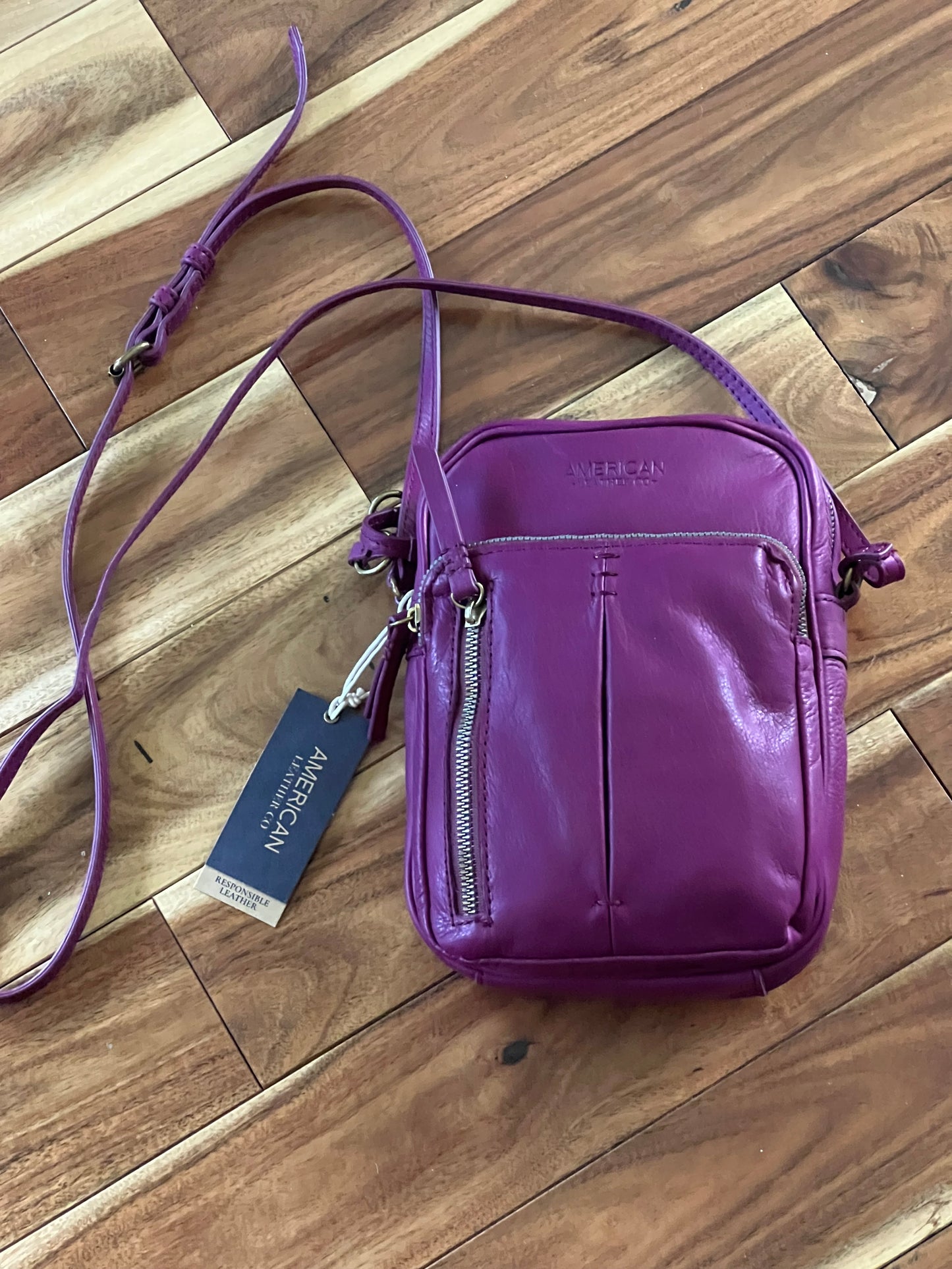 Magenta Leather Crossbody