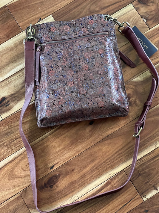 Brown Flower Leather Crossbody