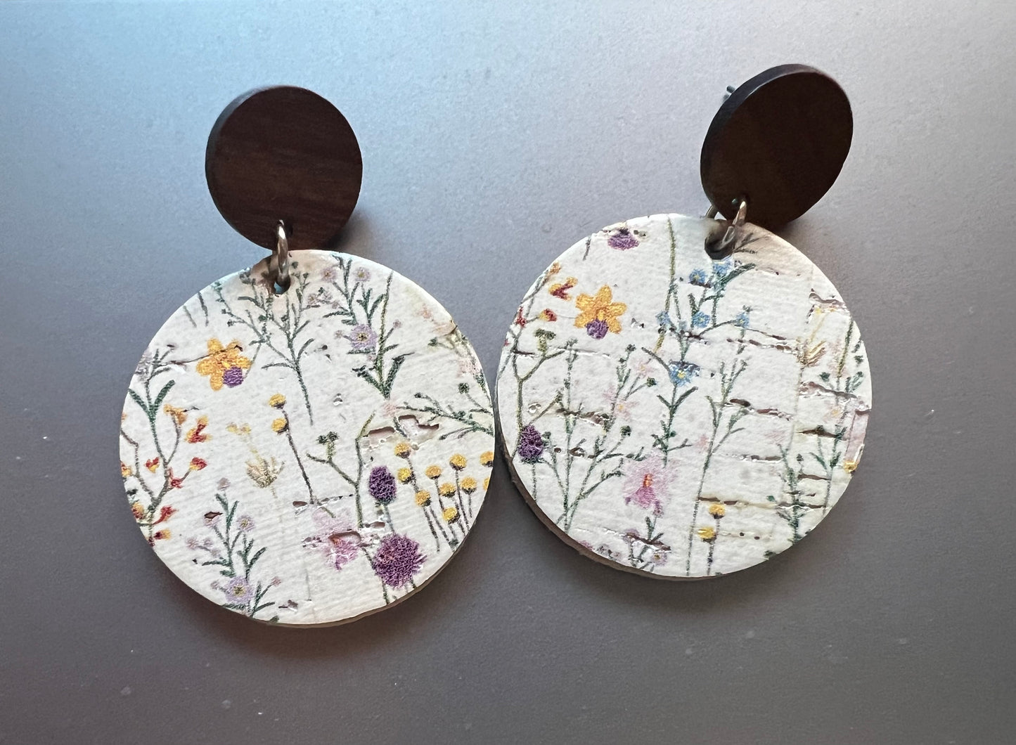 Wildflowers Cork and Wood Earrings