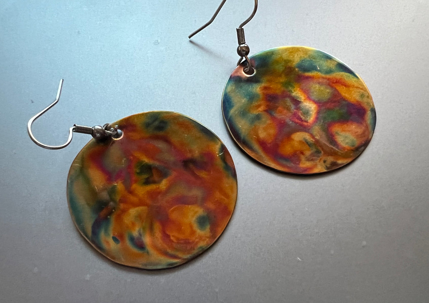 Colorful Flame Circle Copper Earrings