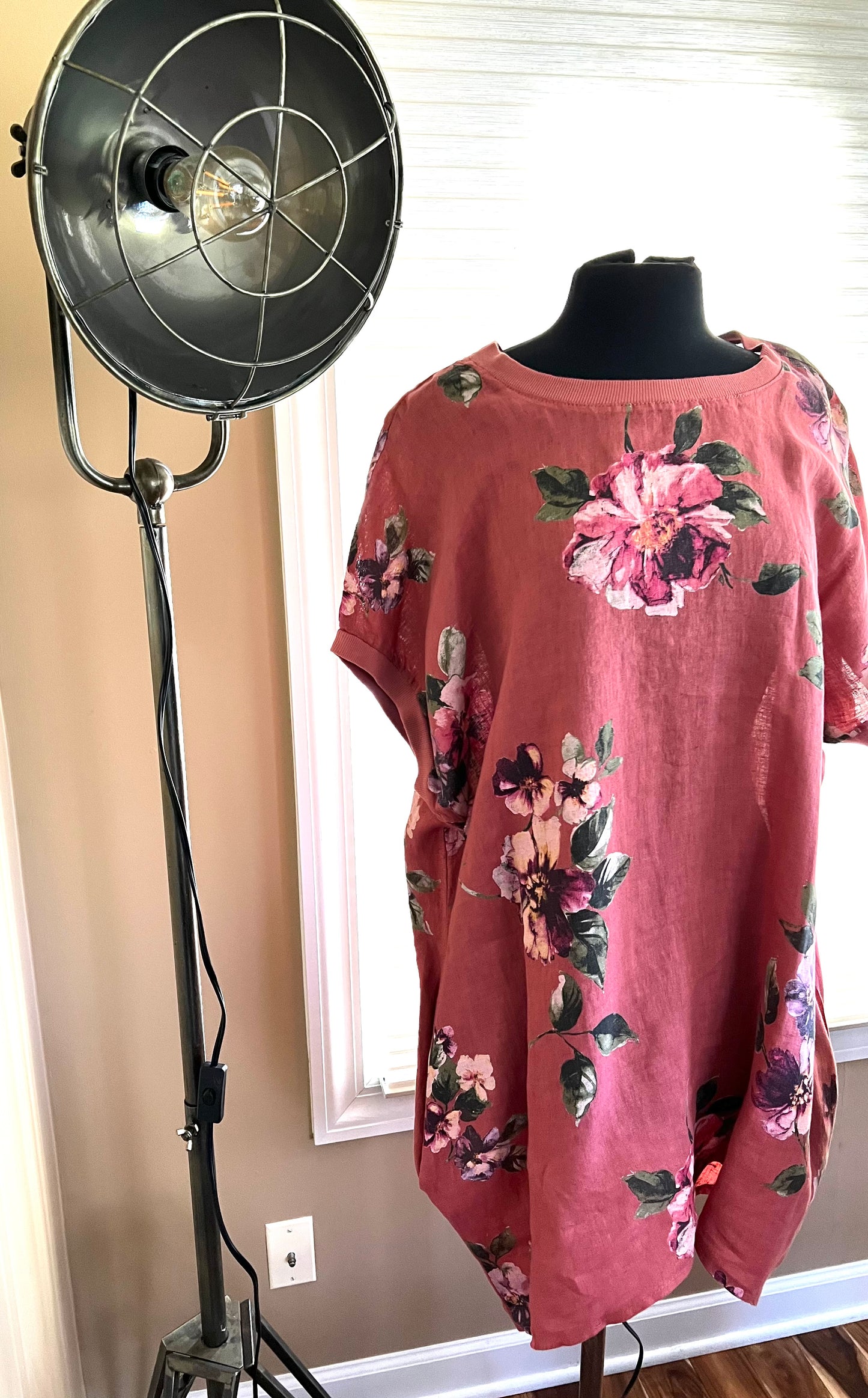 Rose Floral Linen Tunic/Dress