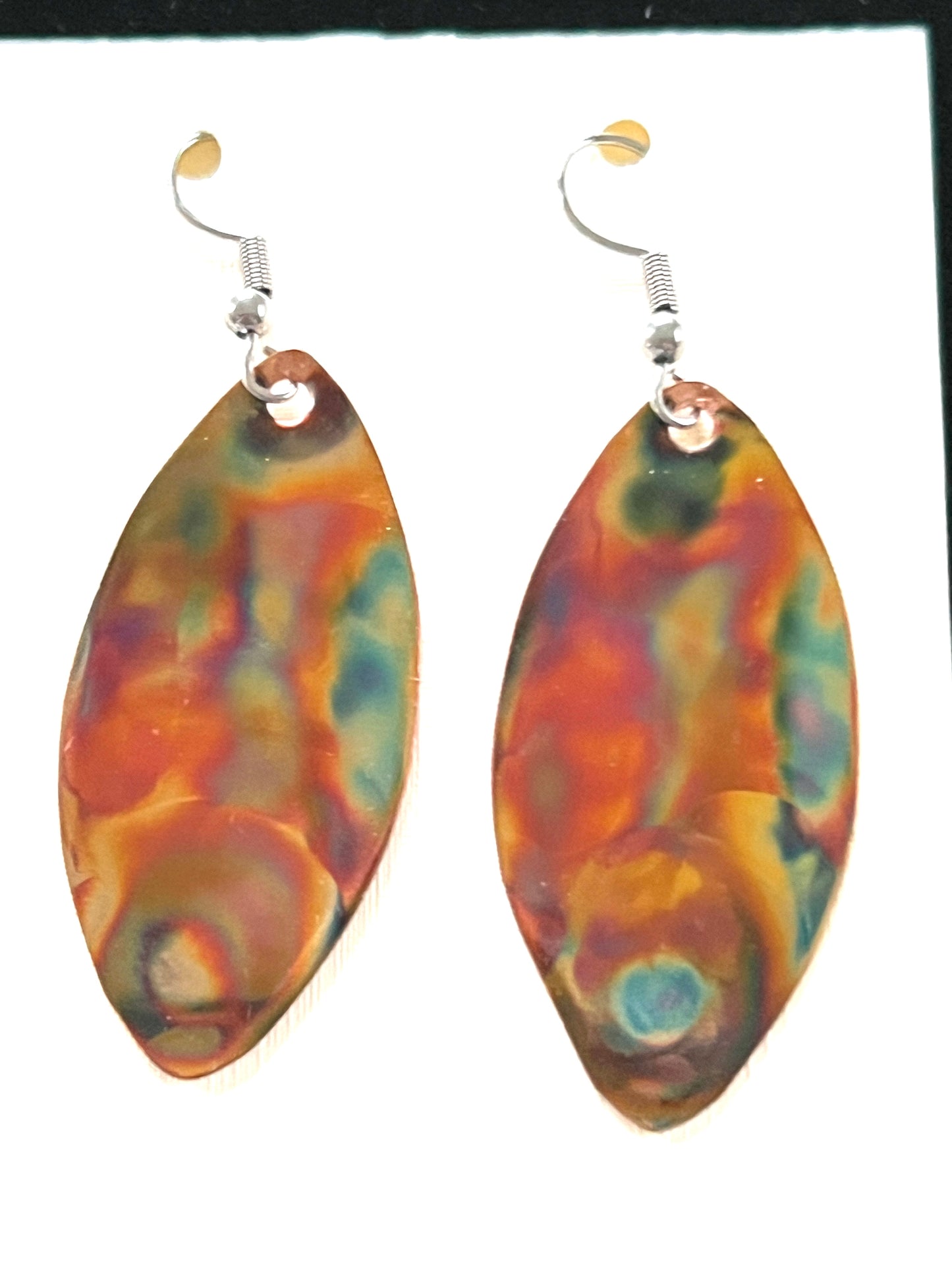 Thin Oval Flame Copper Oval Earrings