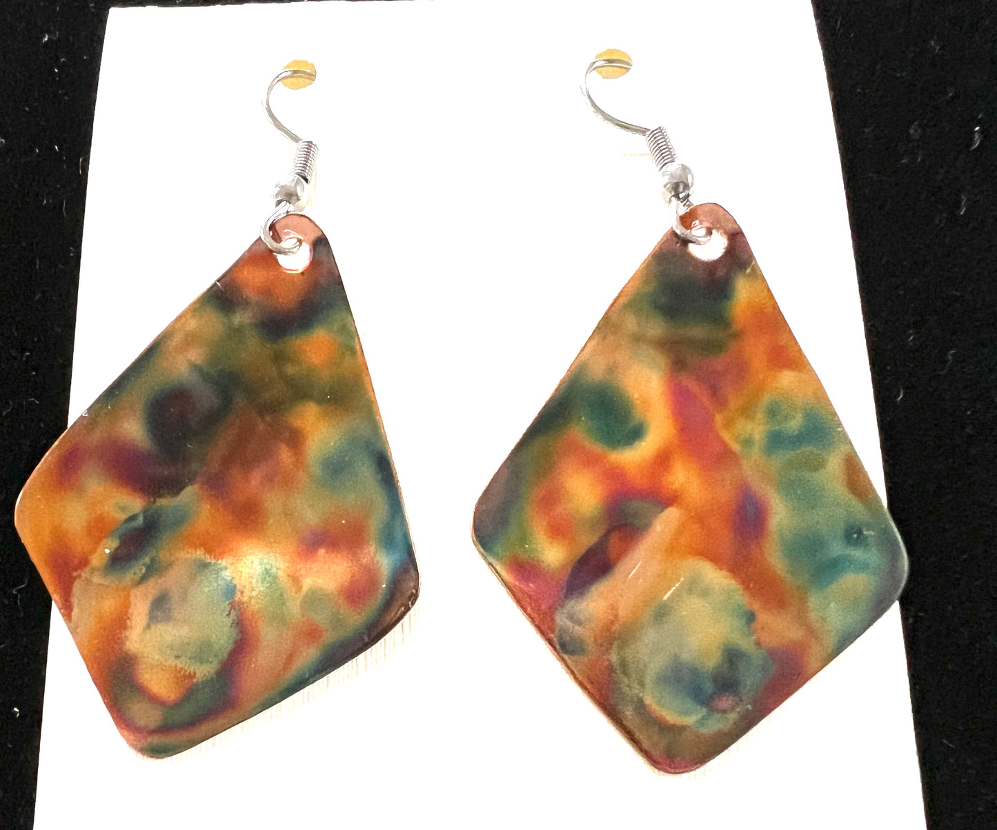 Kite Flame Copper Oval Earrings