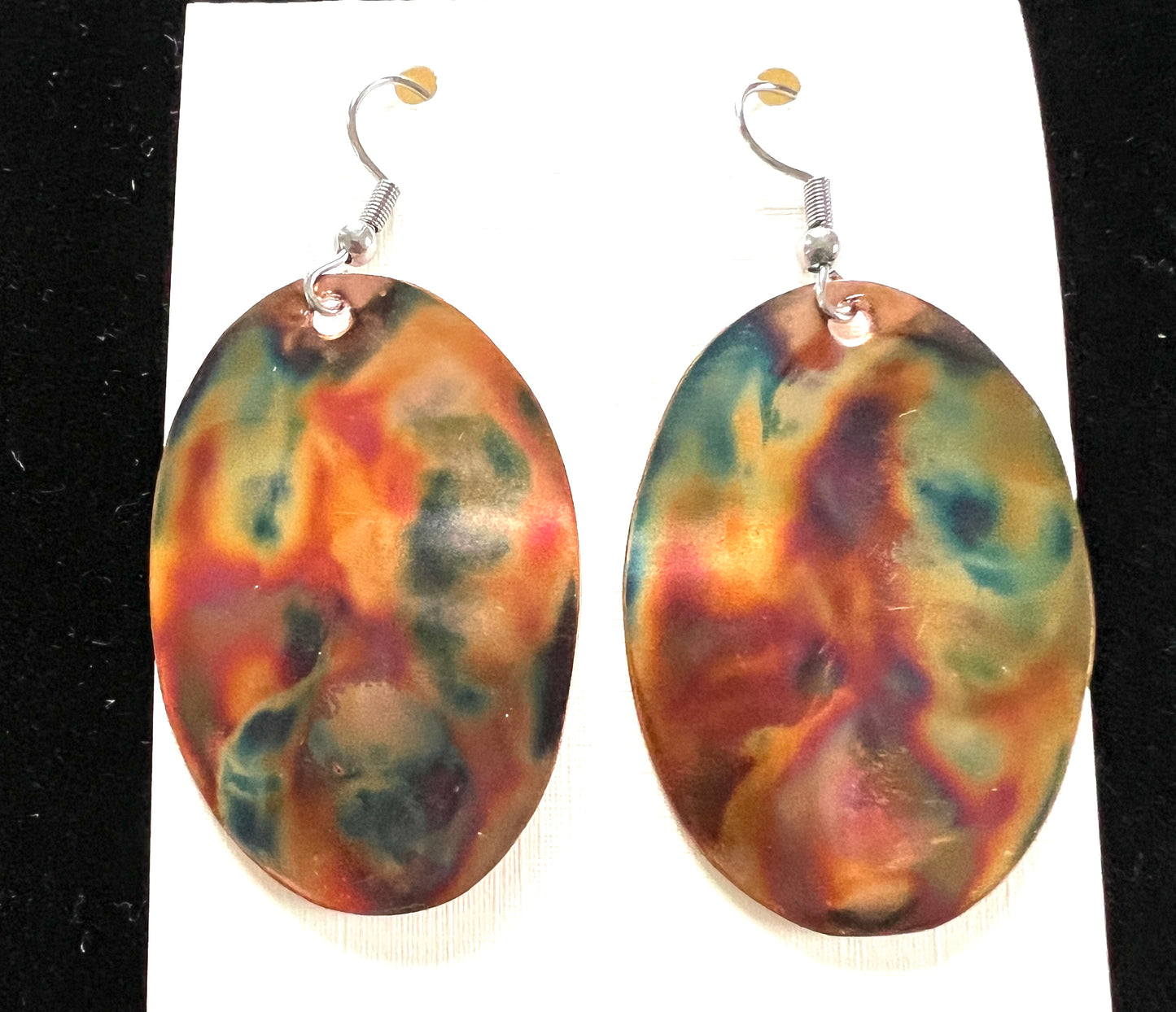 Medium Flame Copper Oval Earrings