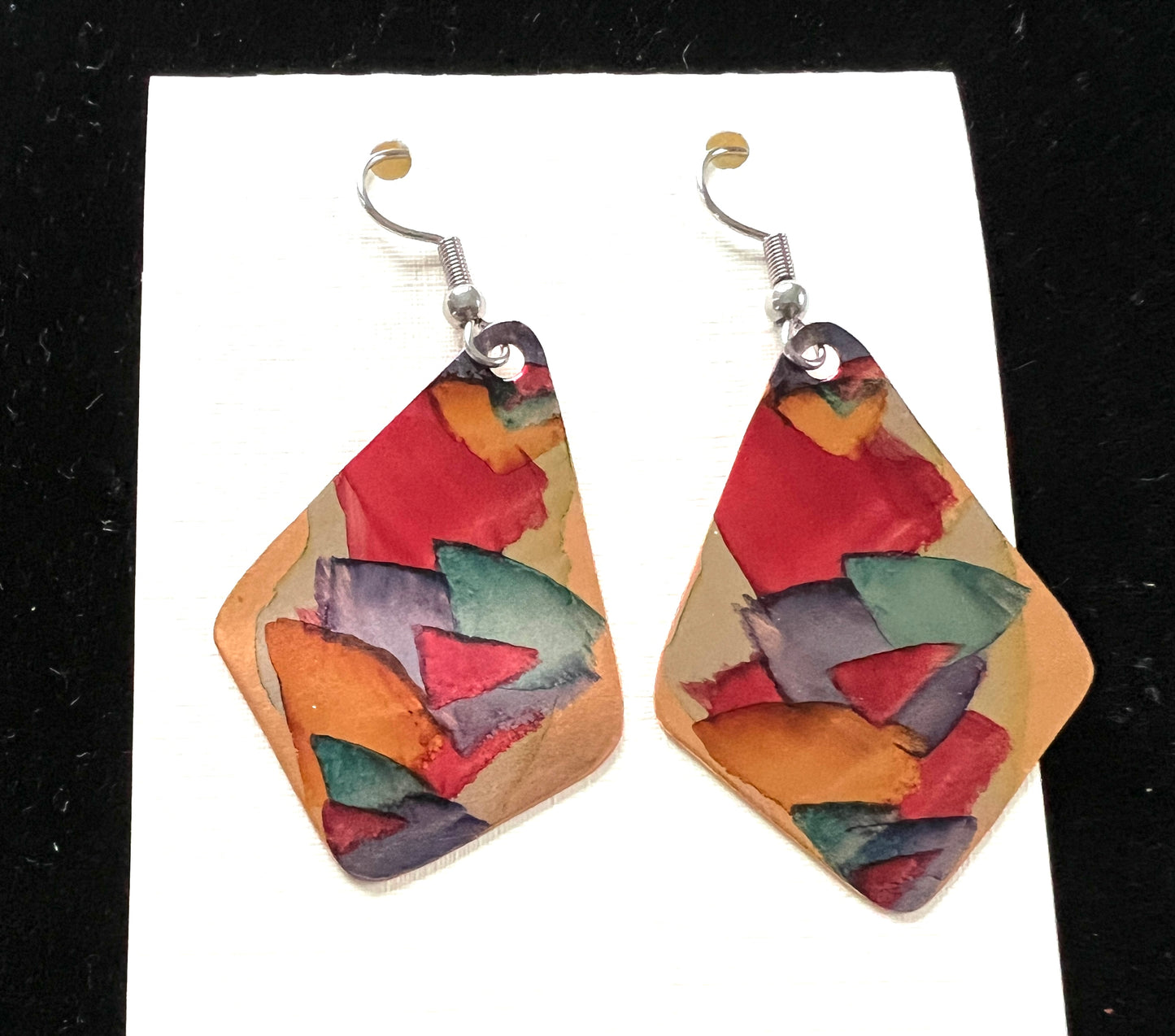 Kite Stained Glass Copper Earrings