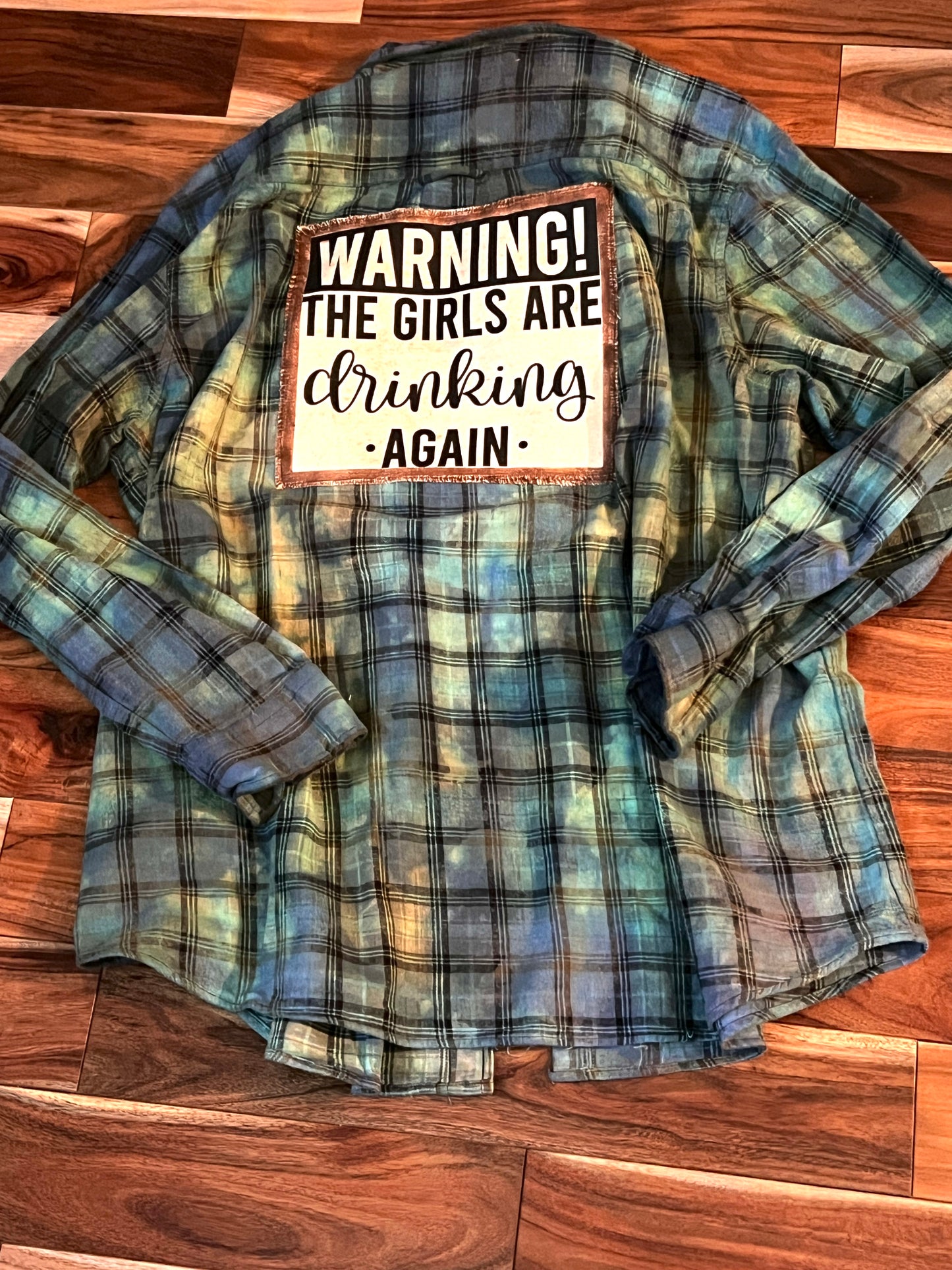 Warning! Flannel Shirt in Blue and Green Tones