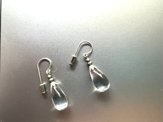 Clear Crystal Teardrop Glass Earrings