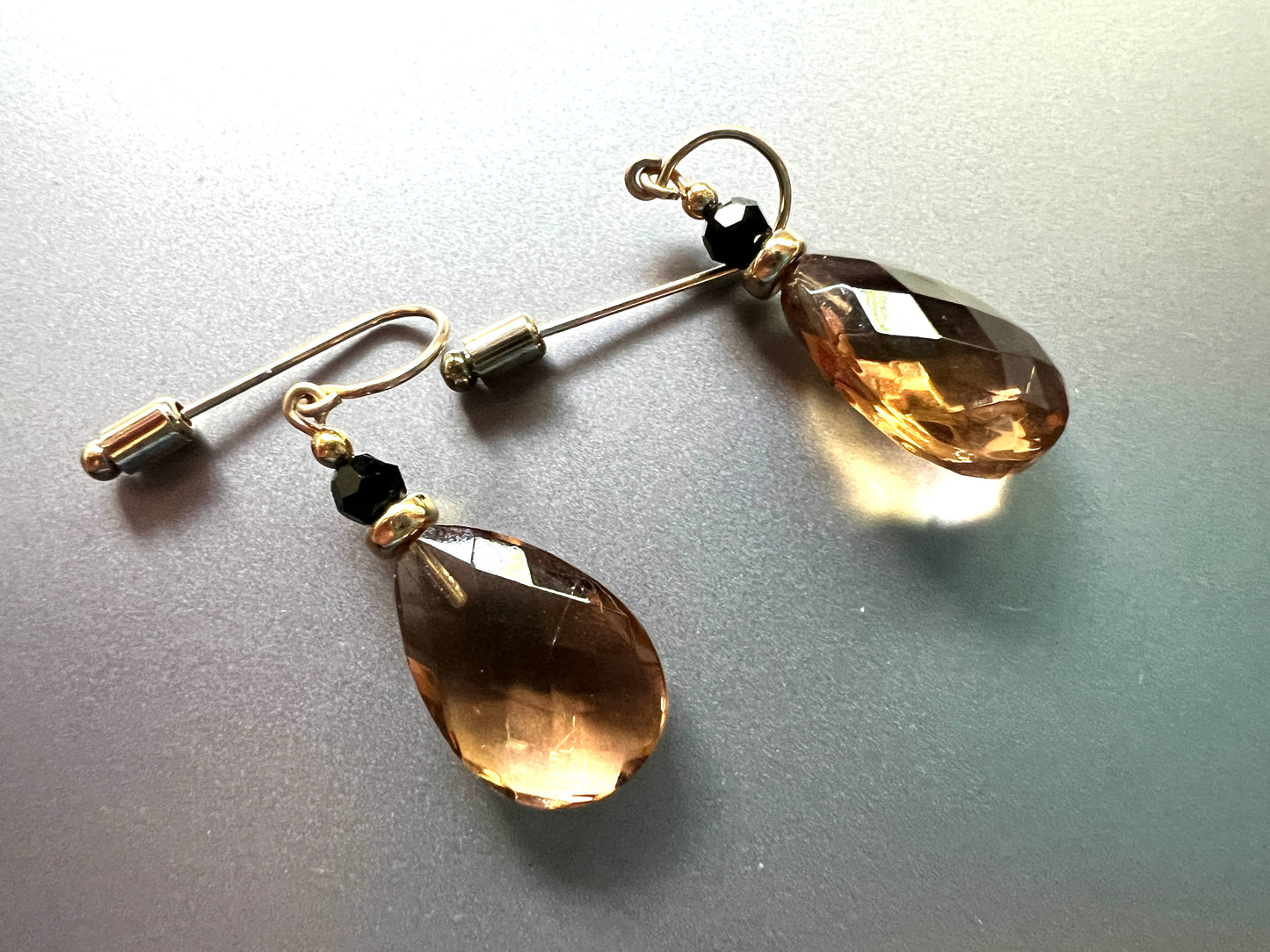 Smoky Topaz Crystal Glass Earrings