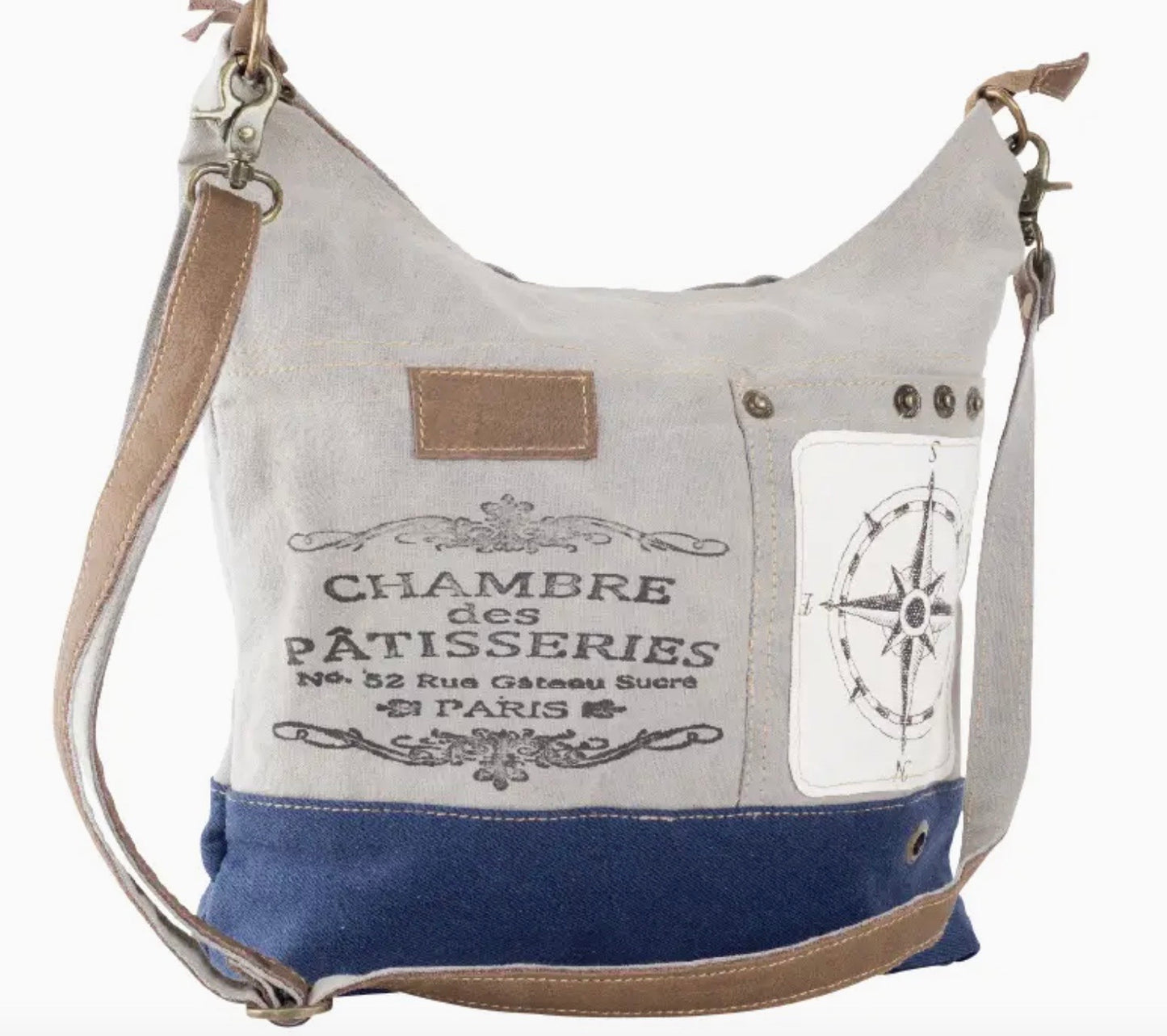 Compass Canvas Hobo Bag