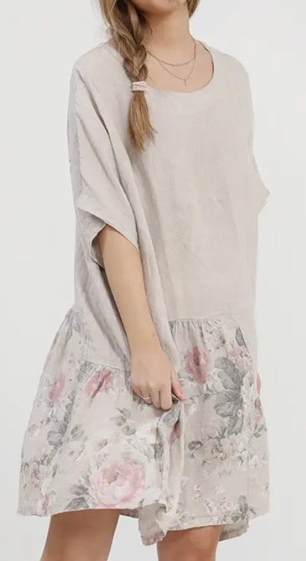 Cream Linen Fleur Dress