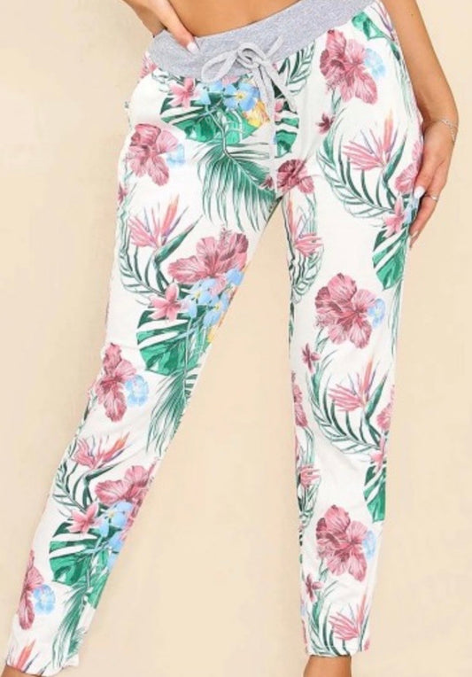 Italian Joggers in Colorful Tropical Print